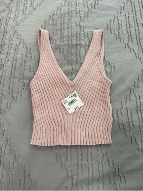 American Eagle Women's Ribbed V-Neck Crop Tank Top NWT
